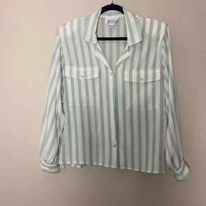 Blue and white stripped button up